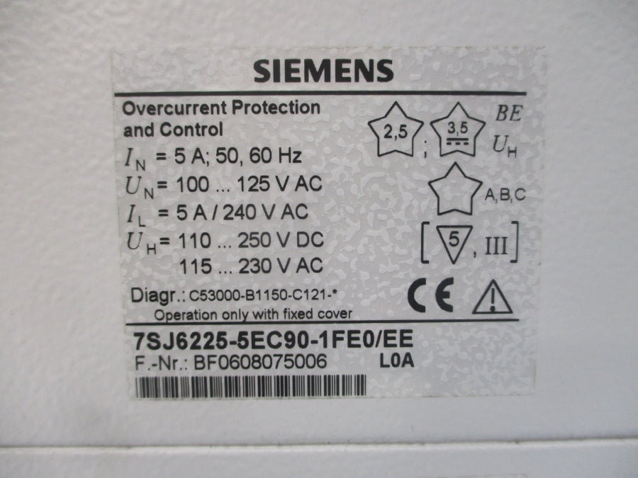 SIEMENS 7SJ6225-5EC90-1FE0/EE 240VAC 5A UNMP