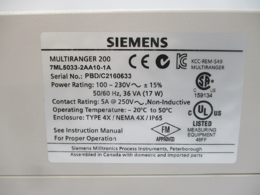 SIEMENS 7ML5033-2AA10-1A 100-230V 5A NSMP