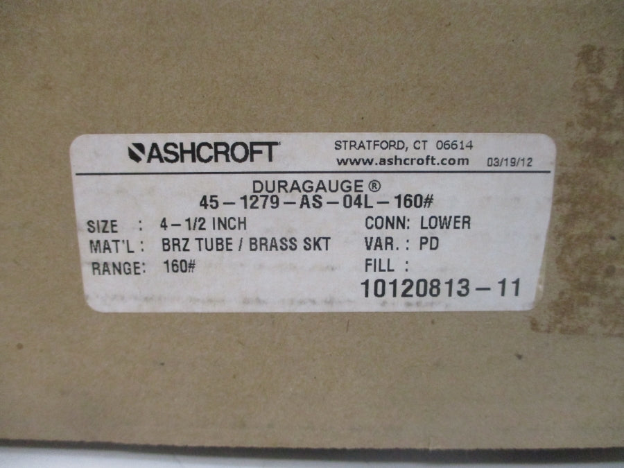 ASHCROFT 45-1279-AS-04L-160# 0-160PSI 4-1/2" NSMP