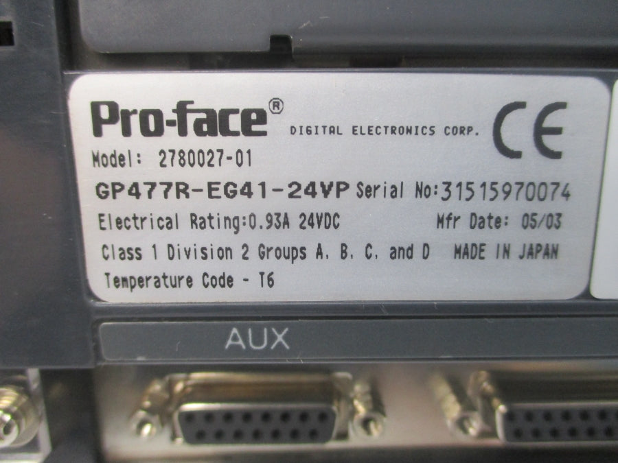 PROFACE GPA77R-EG41-24VP 2780027-01 24VDC 0.93A REV. P NSNP