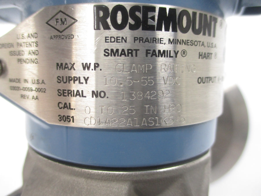 ROSEMOUNT 3051CD1A22A1AS1K5M5 10.5-55VDC NSNP