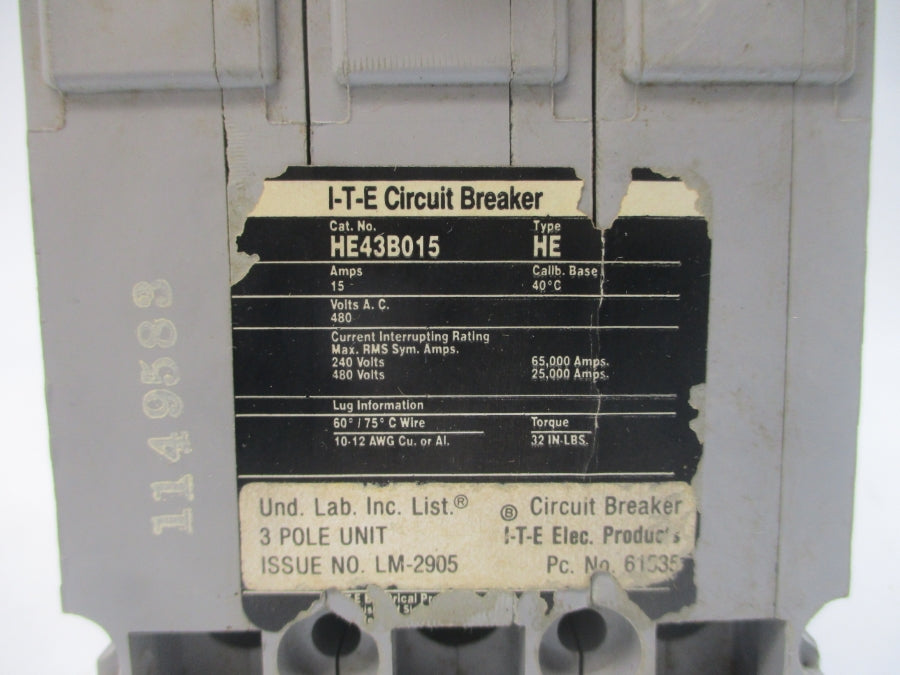 ITE HE43B015 480VAC 15A UNMP