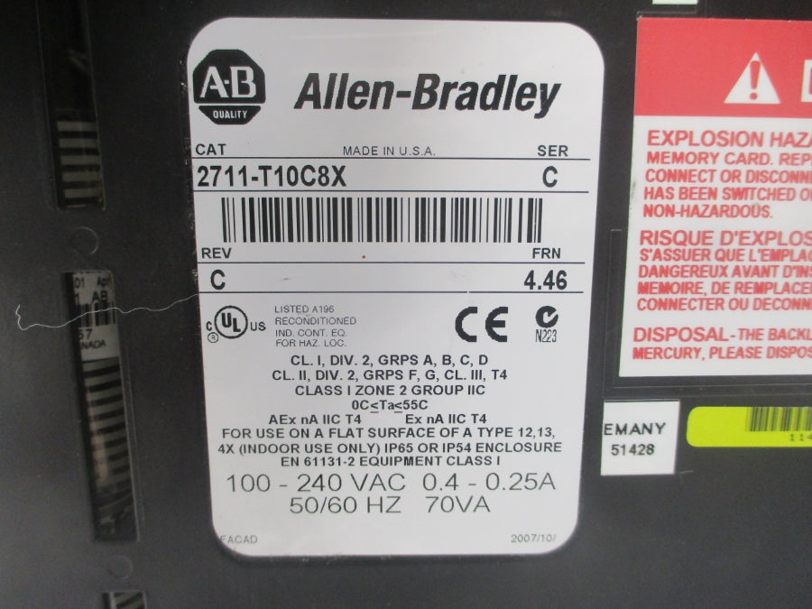 INDUSTRIAL SPARE PART 2711-T10C8X SER. C F/W 4.46 REV. C UNMP