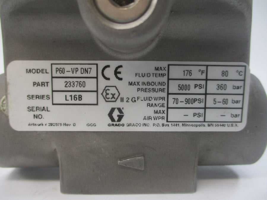 GRACO P60-VPDN7 233760 SER. L16B 70-900PSI NSNP