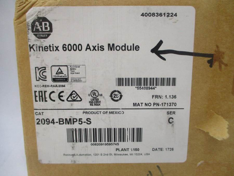 INDUSTRIAL SPARE PART 2094-BMP5-S SER. C F/W 1.136 95-264VAC 0.75A NSMP