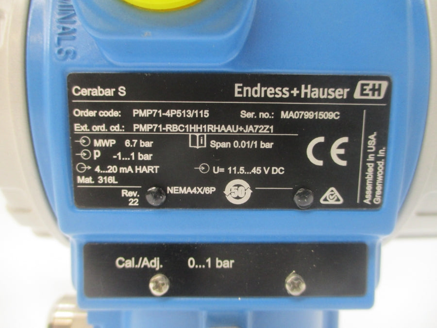 ENDRESS+HAUSER PMP71-4P513/115 11.5-45VDC REV. 22 NSNP