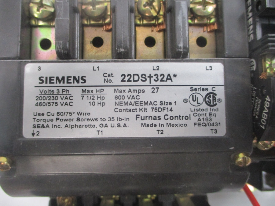 SIEMENS 22DSB32AA SER. C 110-120/220-240V 27A UNMP