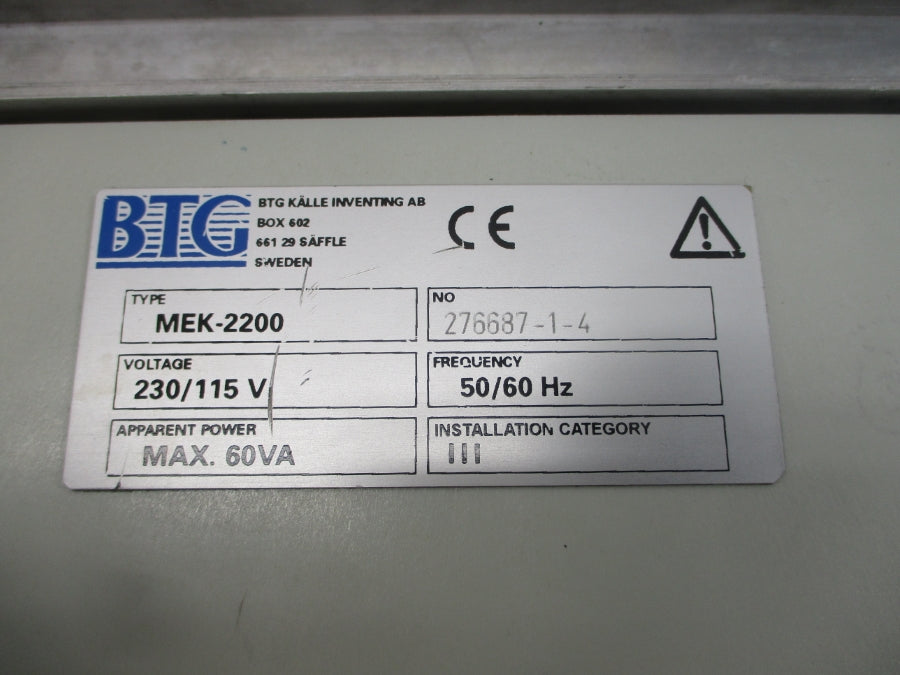 BTG MEK-2200 276687-1-4 230/115V UNMP