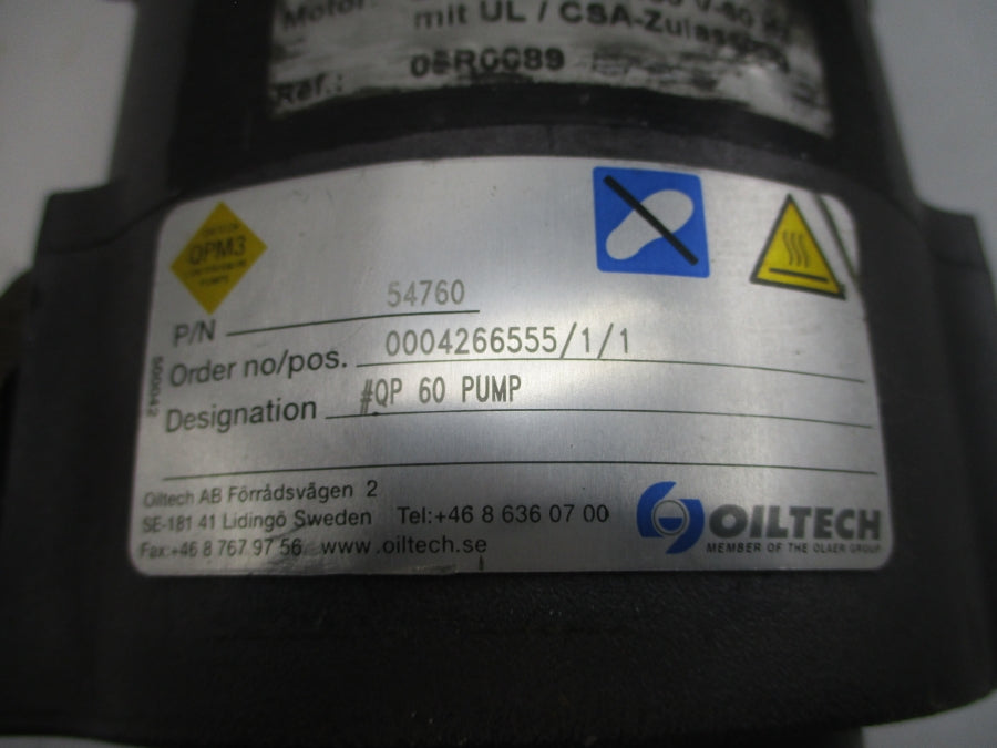 OLAER QPM360-4-0.75 54760 W/ WEG 02FEV06GZ89504 254-277/440-480V 3.04A UNMP