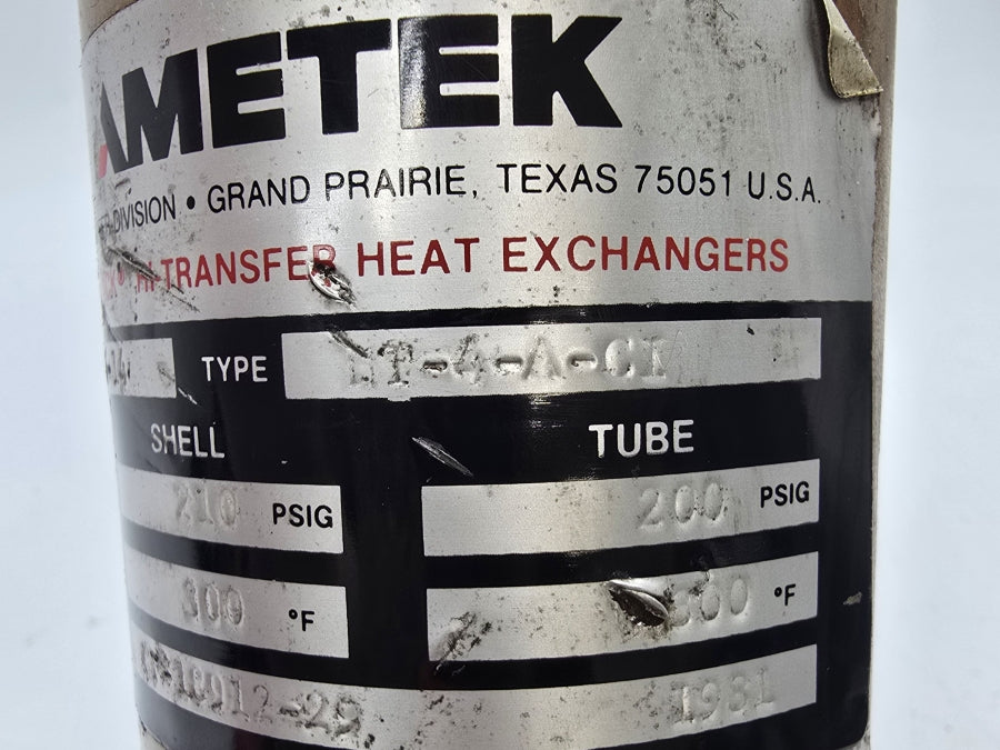 AMETEK 11T-4-A-CI 200/210PSI 300'F UNMP