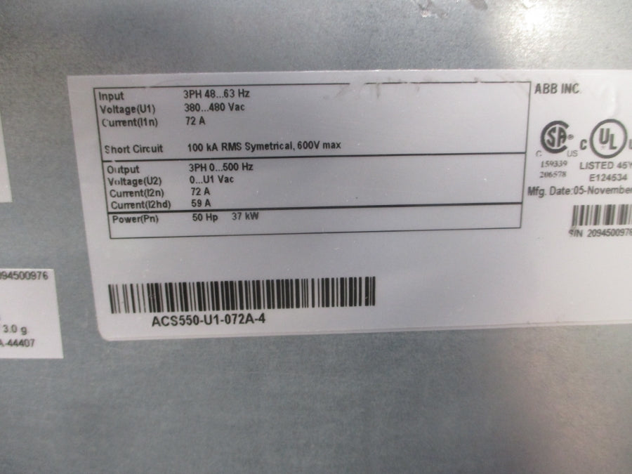 ABB ACS550-U1-072A-4 380-480VAC 72A UNMP