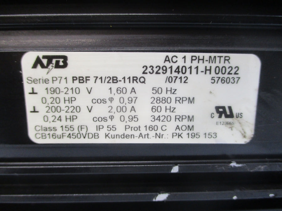 PFEIFFER PBF71/2B-11RQ 232914011-H0022 190-210/200-220V 1.60/2.00A UNMP