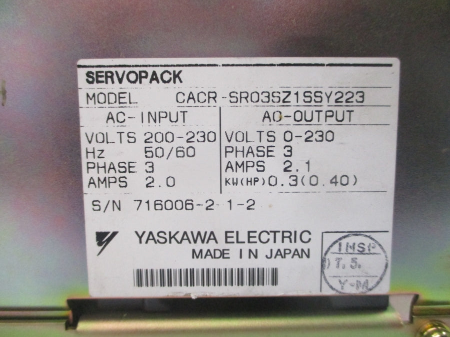 YASKAWA CACR-SR03SZ1SSY223 200-230VAC 2.0A NSNP