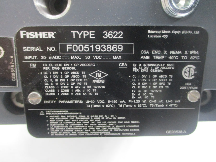 FISHER CONTROLS 3620-510-21048 30VDC NSMP