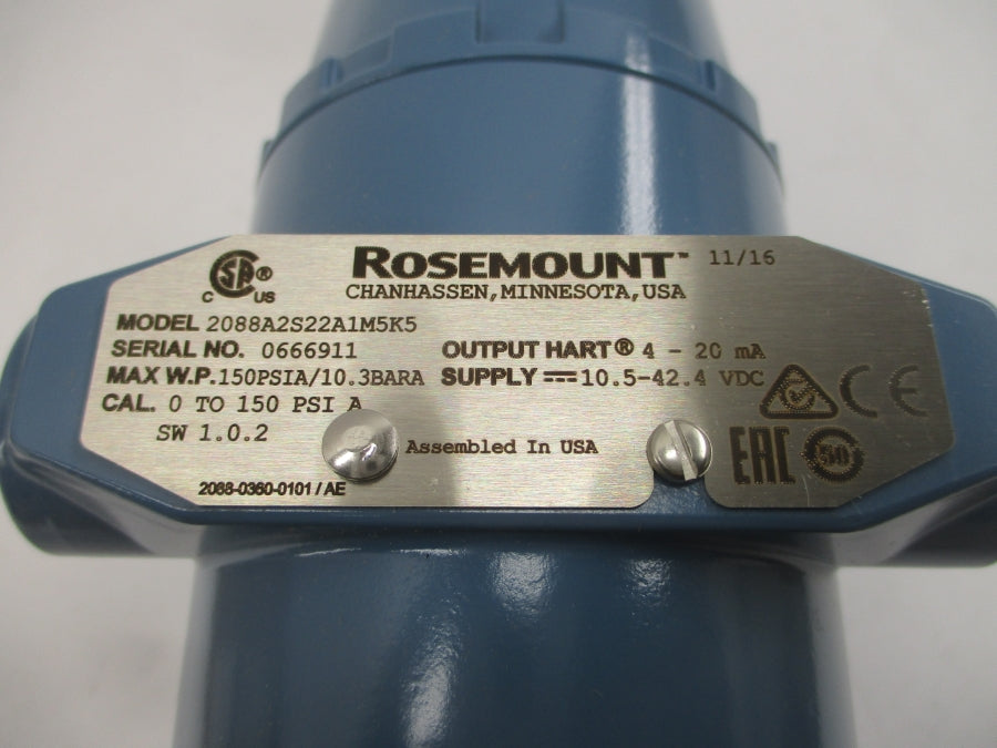 ROSEMOUNT 2088A2S22A1M5K5 10.5-42.4VDC 150PSI NSMP