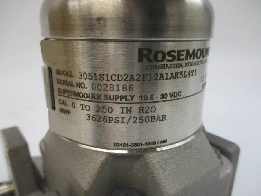 ROSEMOUNT 3051S1CD2A2F12A1AK5L4T1 10.5-30VDC 3626PSI NSMP