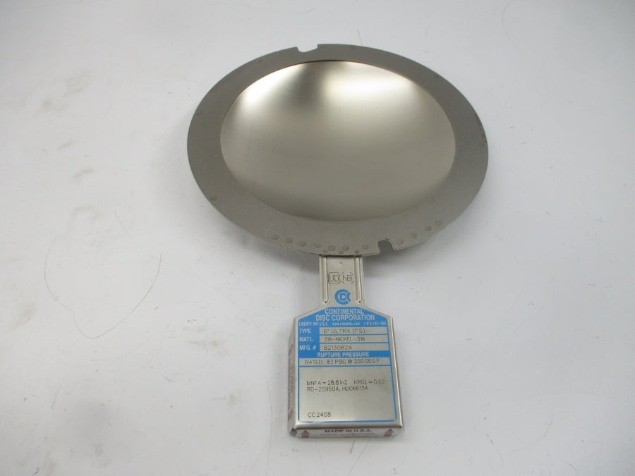 CONTINENTAL DISC ULTRX(FS) 8213082A 83PSI 200'F 6" NSMP