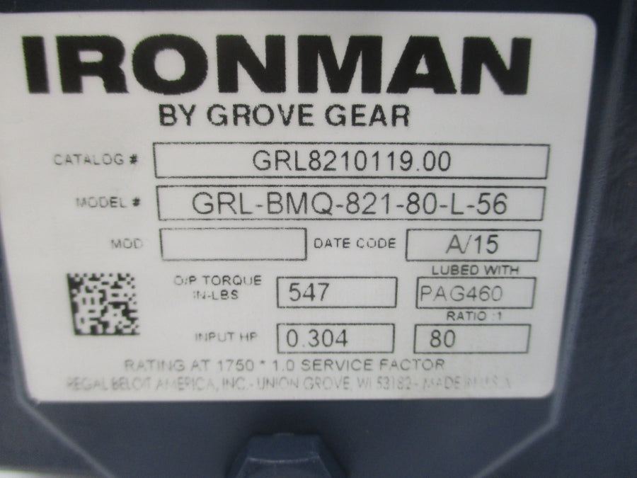 GROVE GEAR GRL-BMQ-821-80-L-56 GRL8210119.00 NSMP