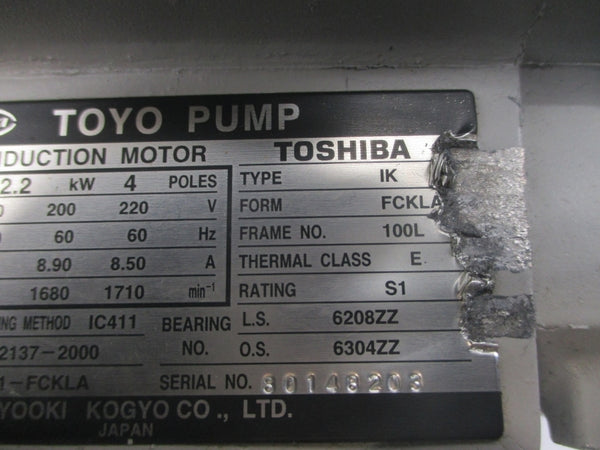 TOYOOKI KOGYO A-VD1-FCKLA IK 200/220V 9.80-8.90/8.50A NSNP