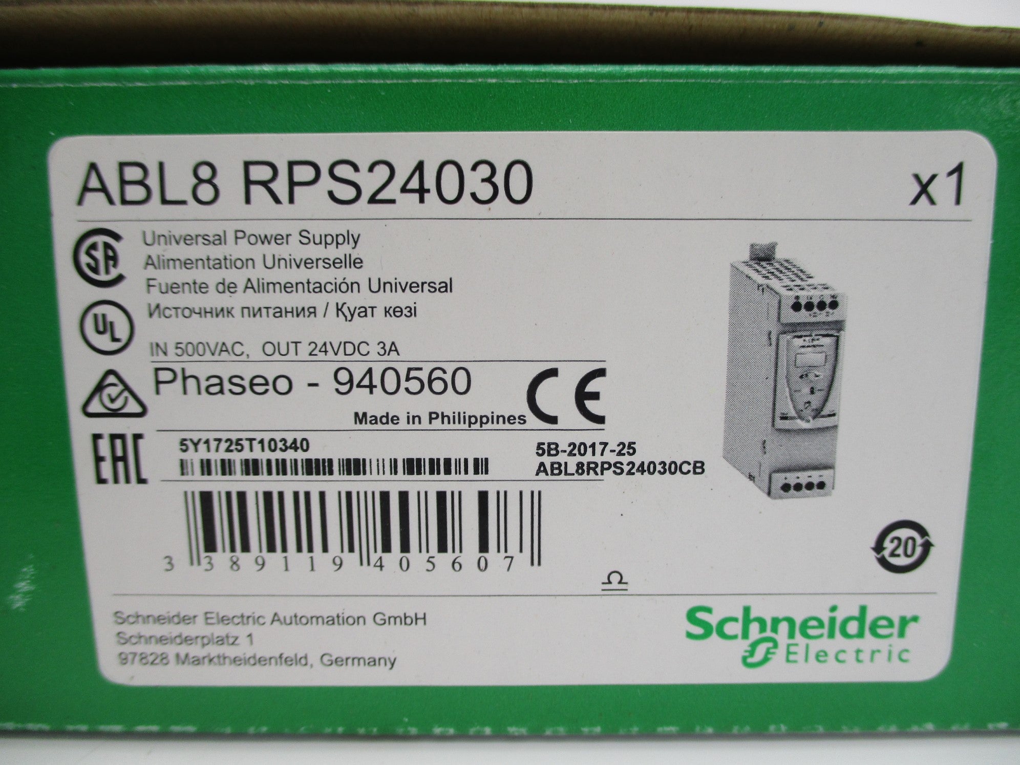 SCHNEIDER ELECTRIC ABL8RPS24030 24VDC 3A NSMP