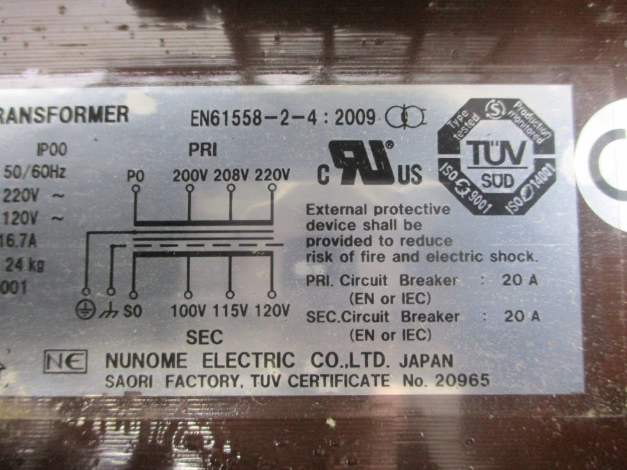 NUNOME ELECTRIC SH2000W11 220V 20A NSNP