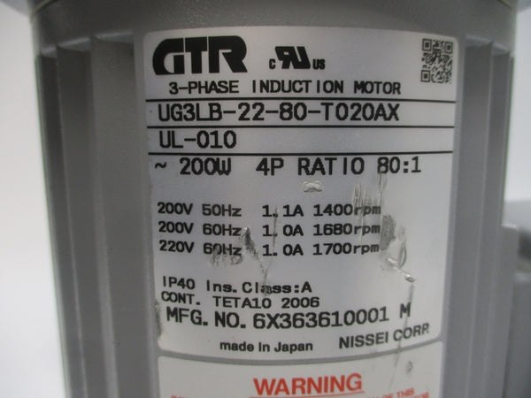 GTR UG3LB-22-80-T020AXUL-010 200/220V 1.1/1.0A NSNP