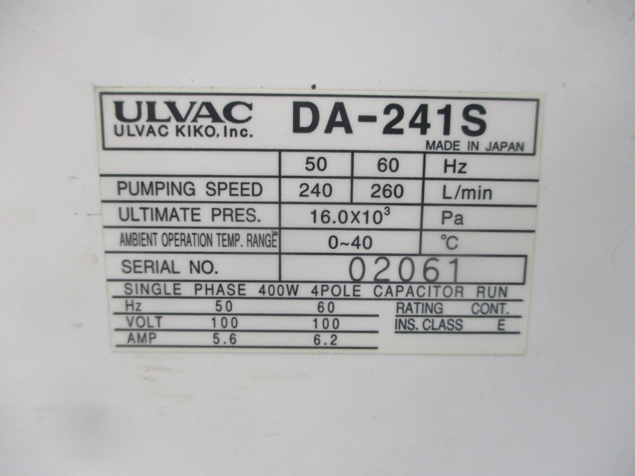 ULVAC DA-241S 100V 5.6/6.2A NSNP