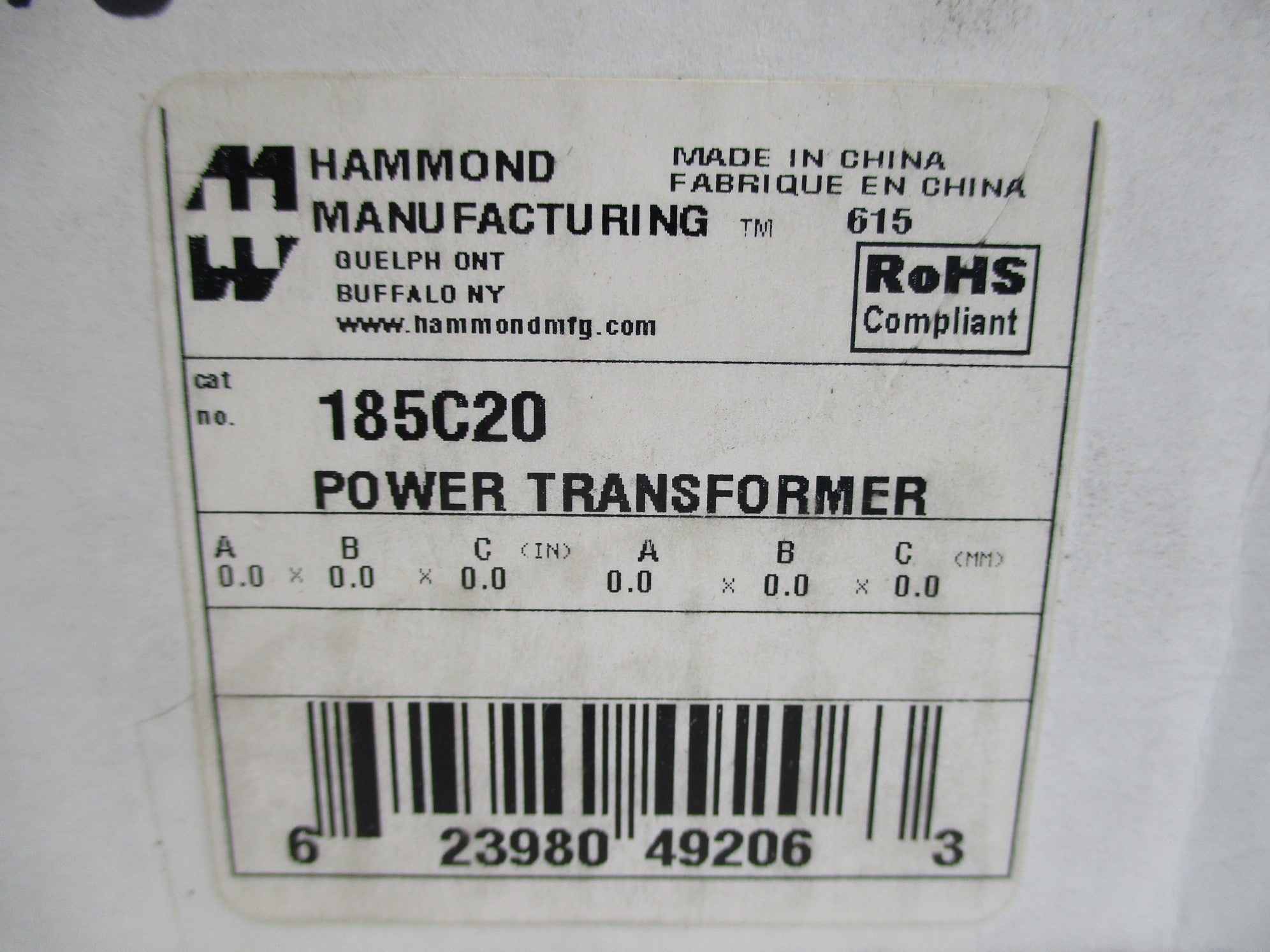 HAMMOND MANUFACTURING 185C20 NSMP