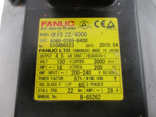 FANUC A06B-0265-B400 150VAC 18A UNMP