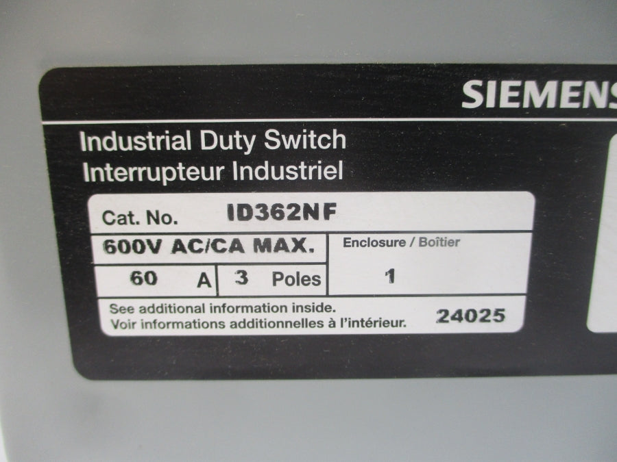 SIEMENS ID362NF 600VAC 60A NSMP