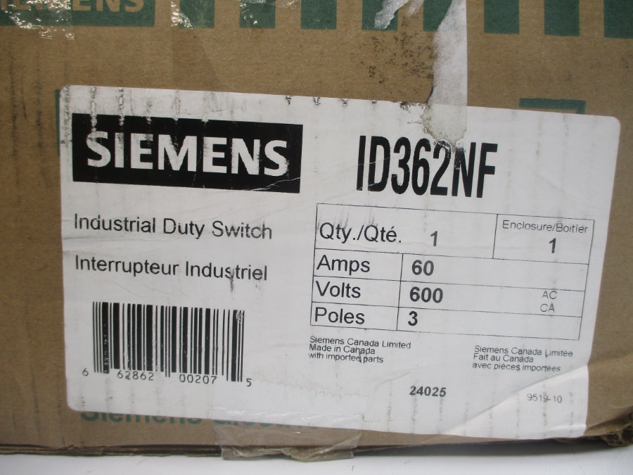 SIEMENS ID362NF 600VAC 60A NSMP