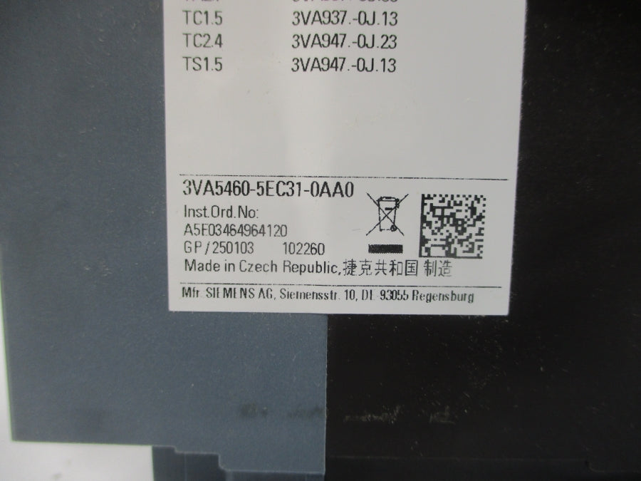 SIEMENS 3VA5460-5EC31-0AA0 600V 600A NSMP