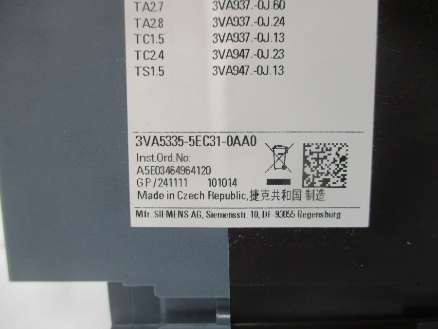 SIEMENS 3VA5335-5EC31-0AA0 600V 350A NSMP