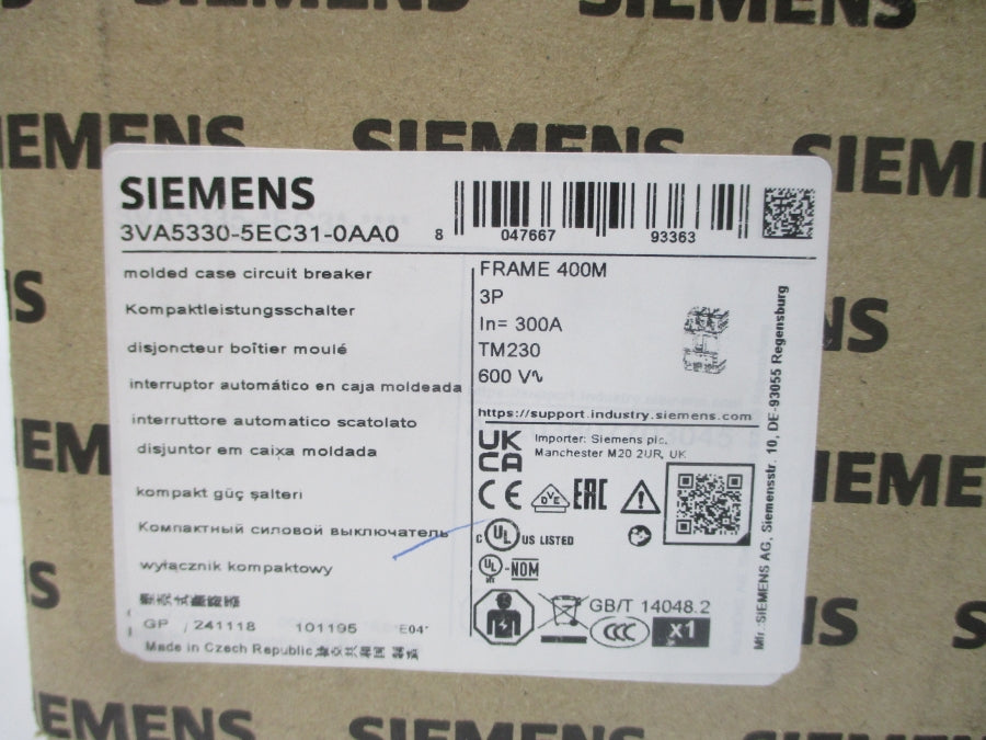 SIEMENS 3VA5330-5EC31-0AA0 600V 300A NSMP
