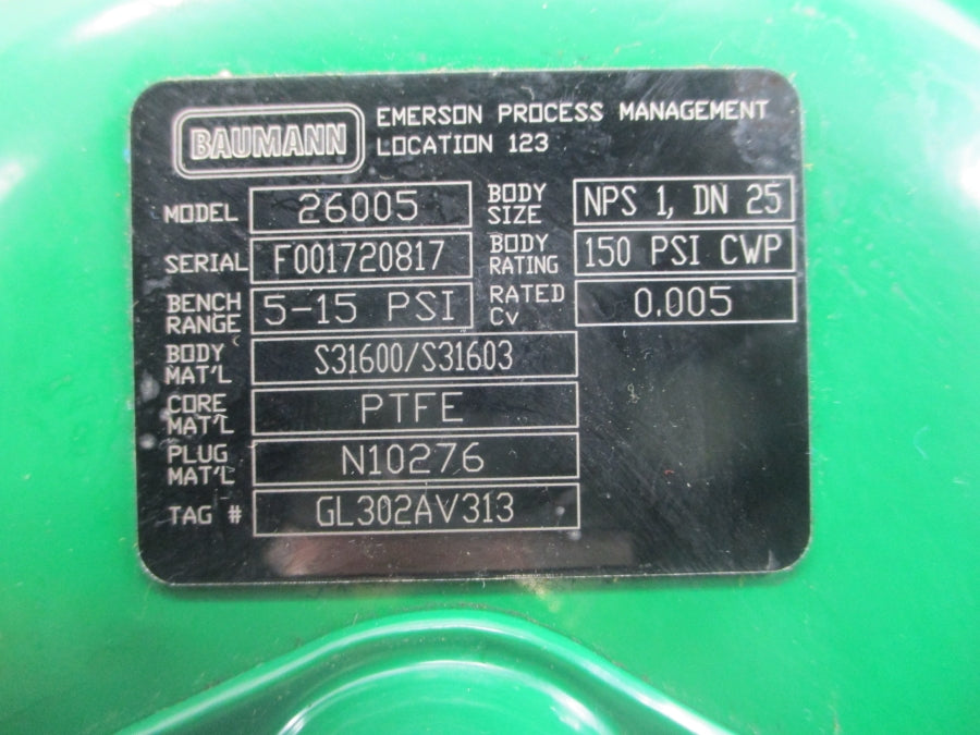 BAUMANN 26005 DVC6200 30VDC 5-15PSI 1-1/2" NSNP