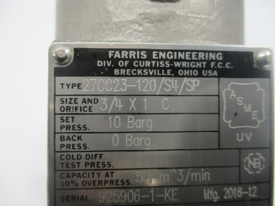 FARRIS ENGINEERING 27CC23-120/S4/SP 3/4"X1" NSNP