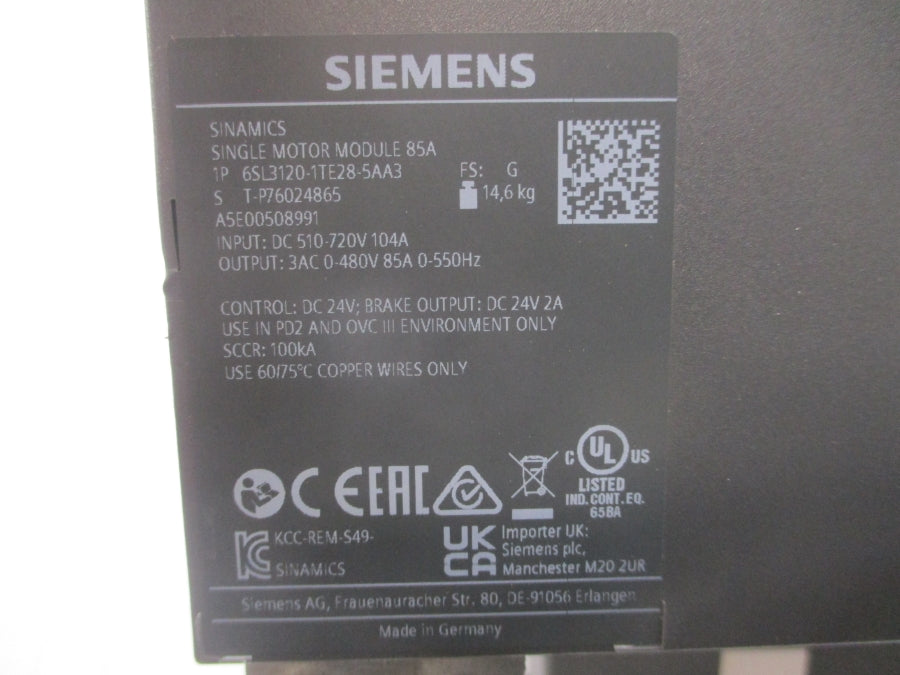 SIEMENS 6SL3120-1TE28-5AA3 510-720VDC 104A UNMP