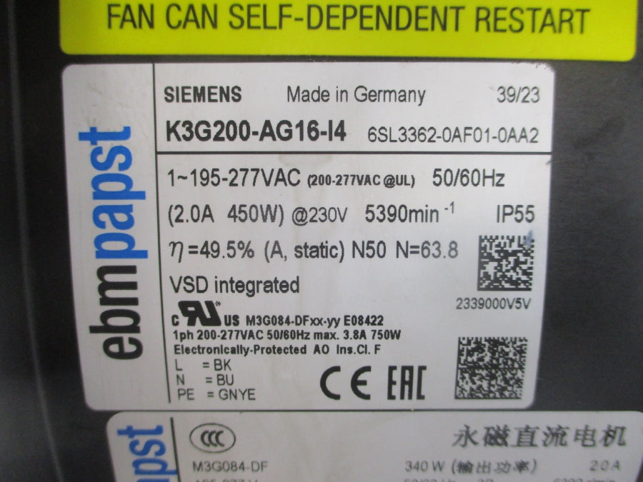 SIEMENS 6SL3362-0AF01-0AA2 195-277VAC NSNP
