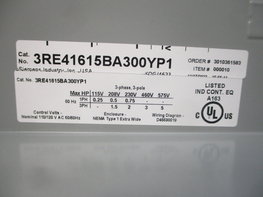 SIEMENS 3RE41615BA300YP1 110/120VAC NSMP