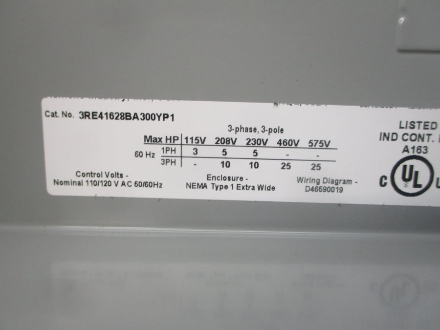 SIEMENS 3RE41628BA300YP1 110/120VAC NSMP