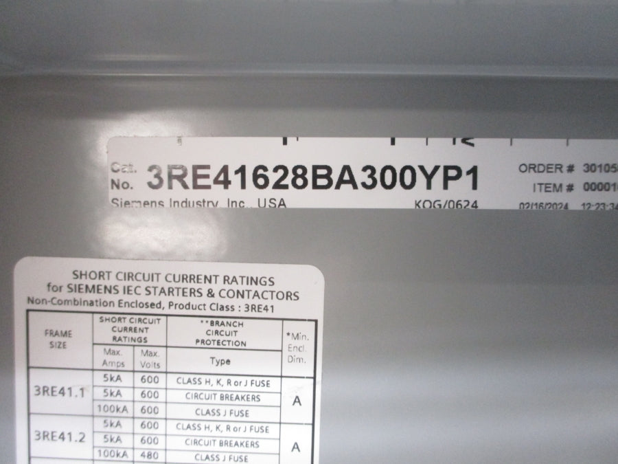 SIEMENS 3RE41628BA300YP1 110/120VAC NSMP