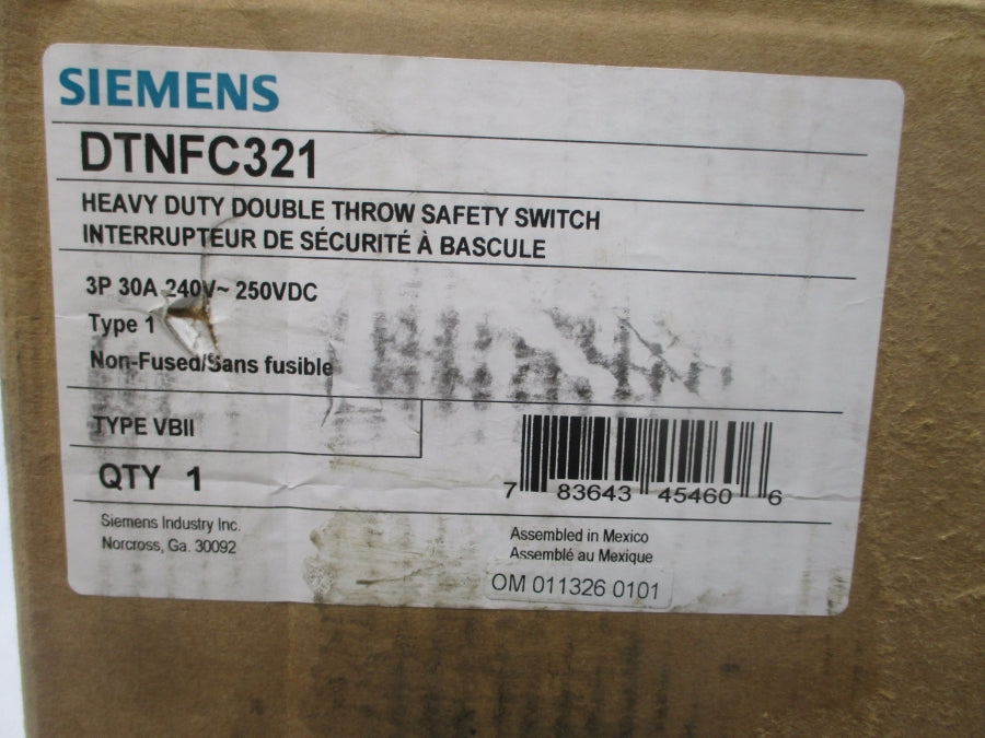 SIEMENS DTNFC321 240VAC 30A NSMP