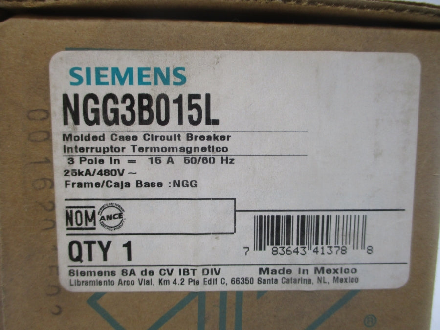 SIEMENS NGG3B015L 480V 15A NSMP