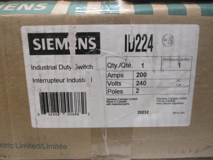 SIEMENS ID224 240VAC 200A NSMP