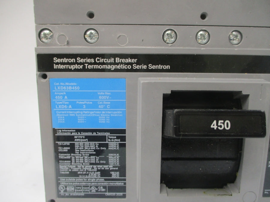 SIEMENS LXD63B450 600V 450A NSMP