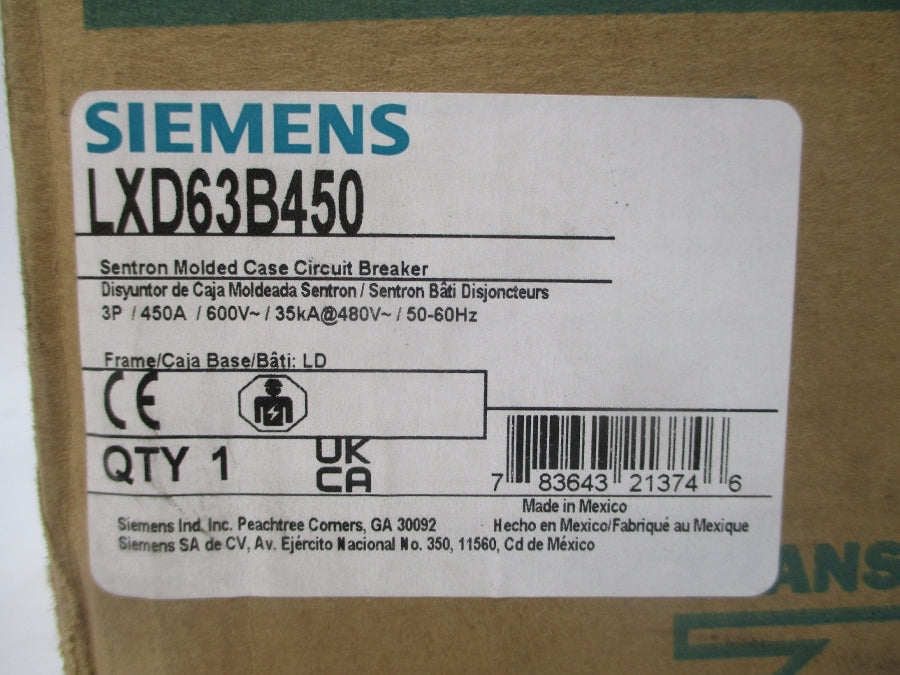 SIEMENS LXD63B450 600V 450A NSMP