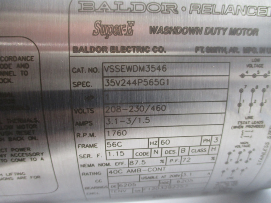 BALDOR VSSEWDM3546 35V244P565G1 208-230/460V 3.1-3/1.5A NSMP