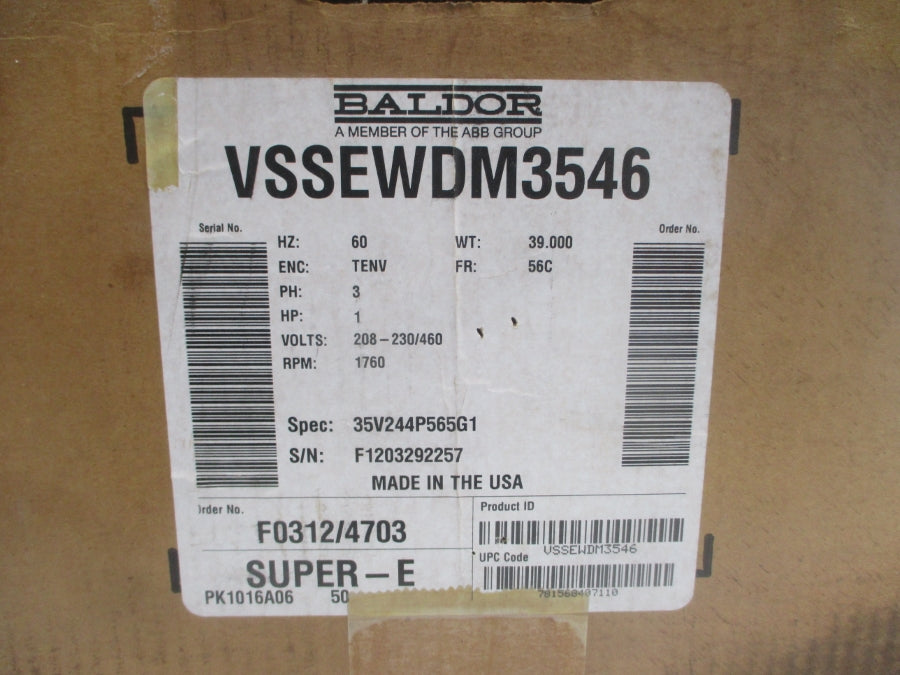 BALDOR VSSEWDM3546 35V244P565G1 208-230/460V 3.1-3/1.5A NSMP