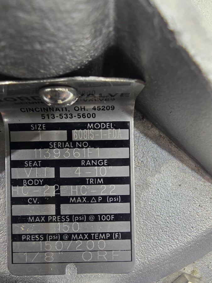 JORDAN VALVE 608IS-1-FDA 150PSI 1" UNMP