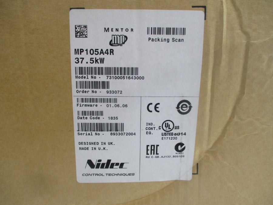 NIDEC MP105A4R 73100051643000 F/W 01.06.06 208-480V 94A NSMP